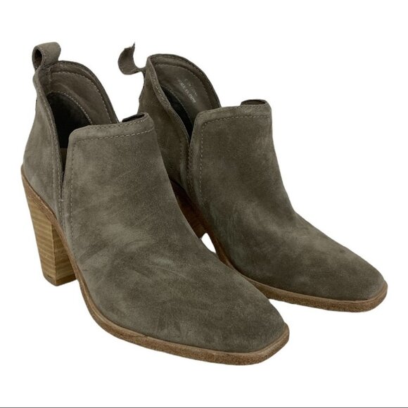 Jeffrey Campbell Rosee Taupe Suede‎ Block Heel Ankle Booties Size 8 Minimalist - Picture 3 of 13